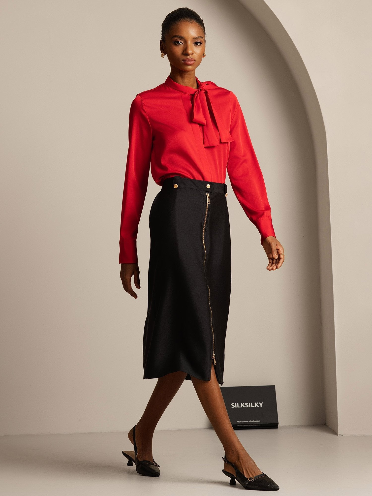 [Noir] SilkSilky-FR 32Momme Soie Skirt 003,