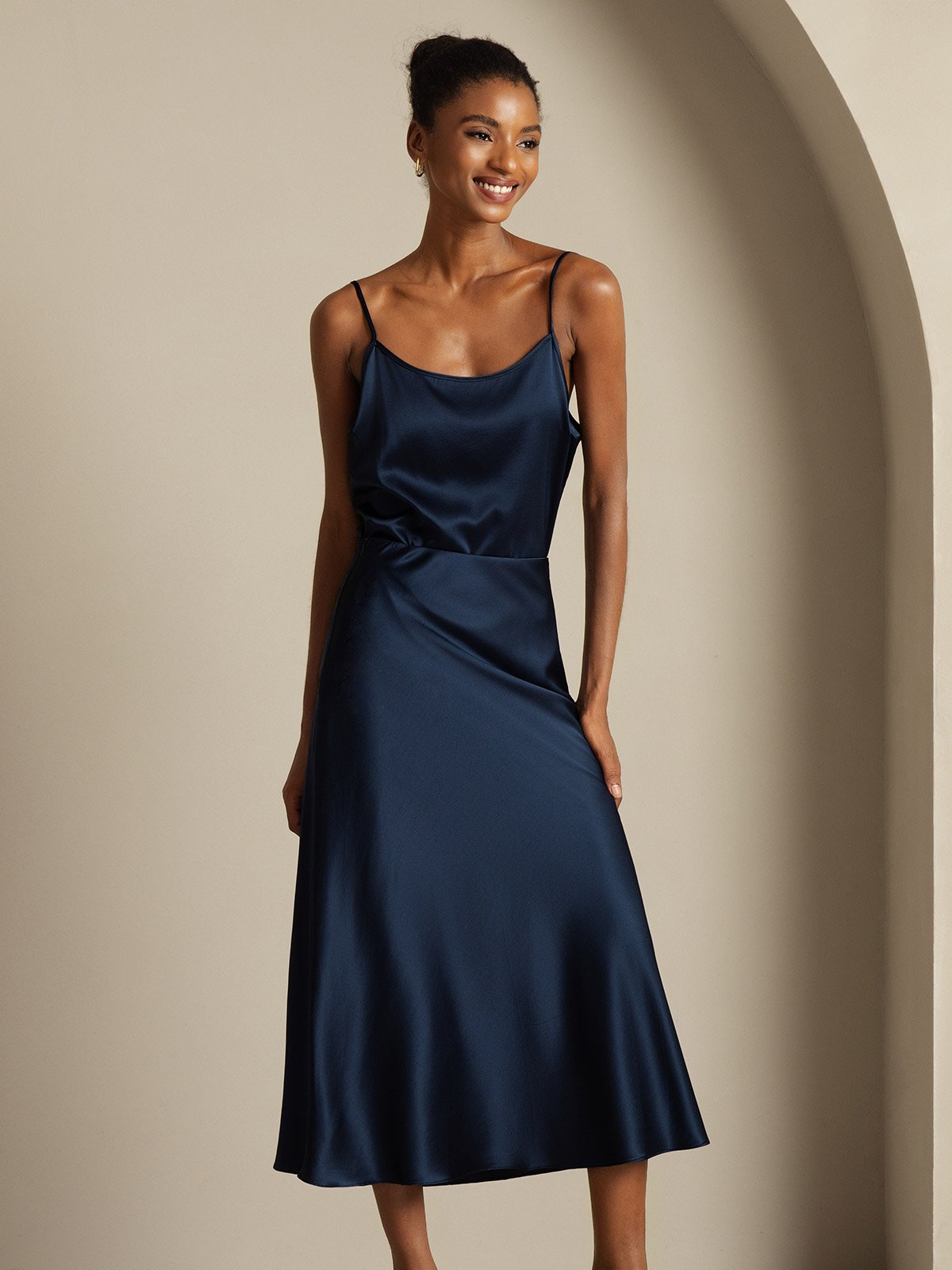 [Bleu Foncé] SilkSilky-FR 19Momme Soie Womens Outfit Sets 005,