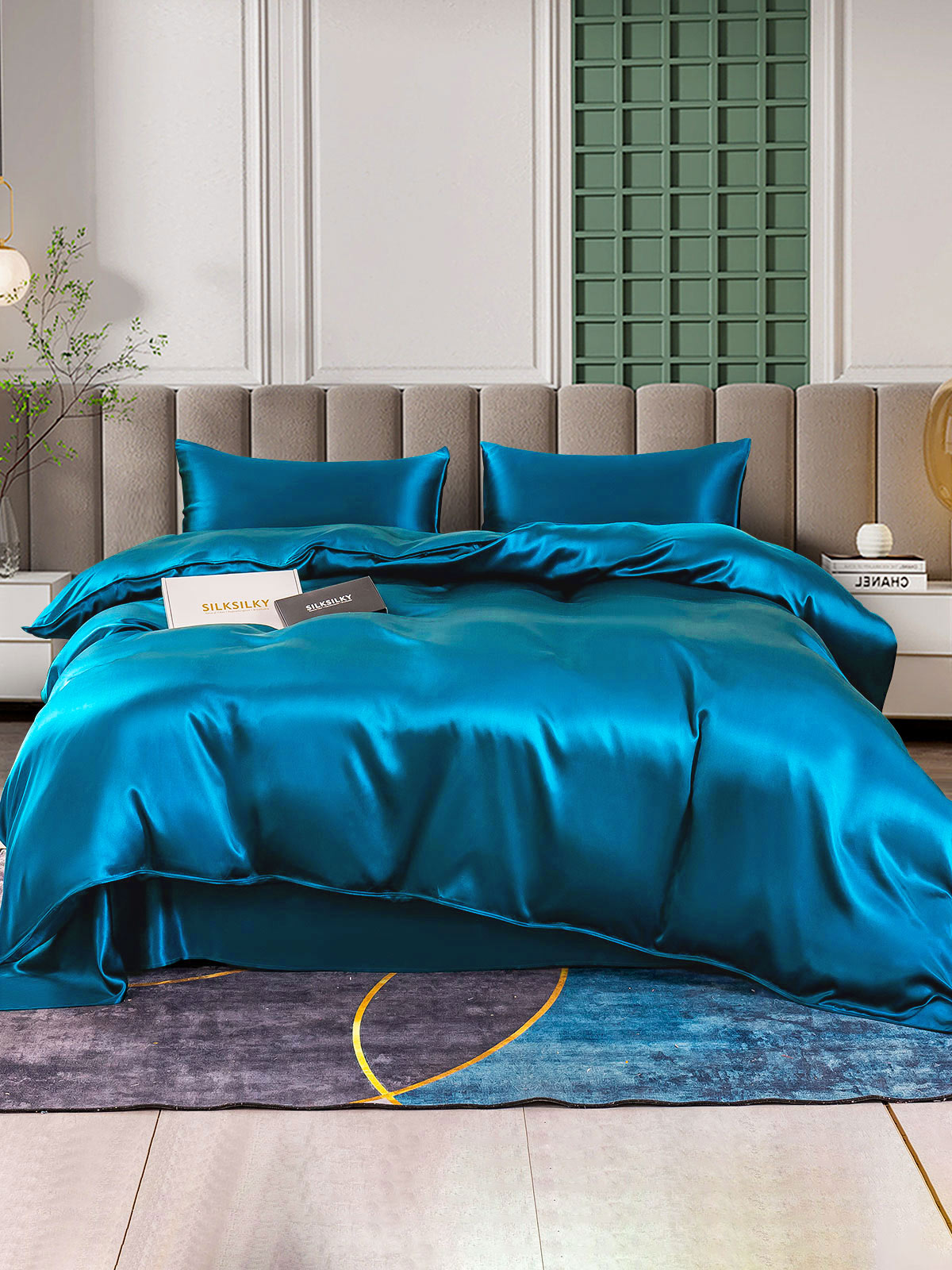 [Bleu Royal] SilkSilky-FR 25Momme Pure Soie Bedding Set 001