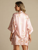 [Rose] SilkSilky-FR 3/4 Sleeve Femme Peignoir 002