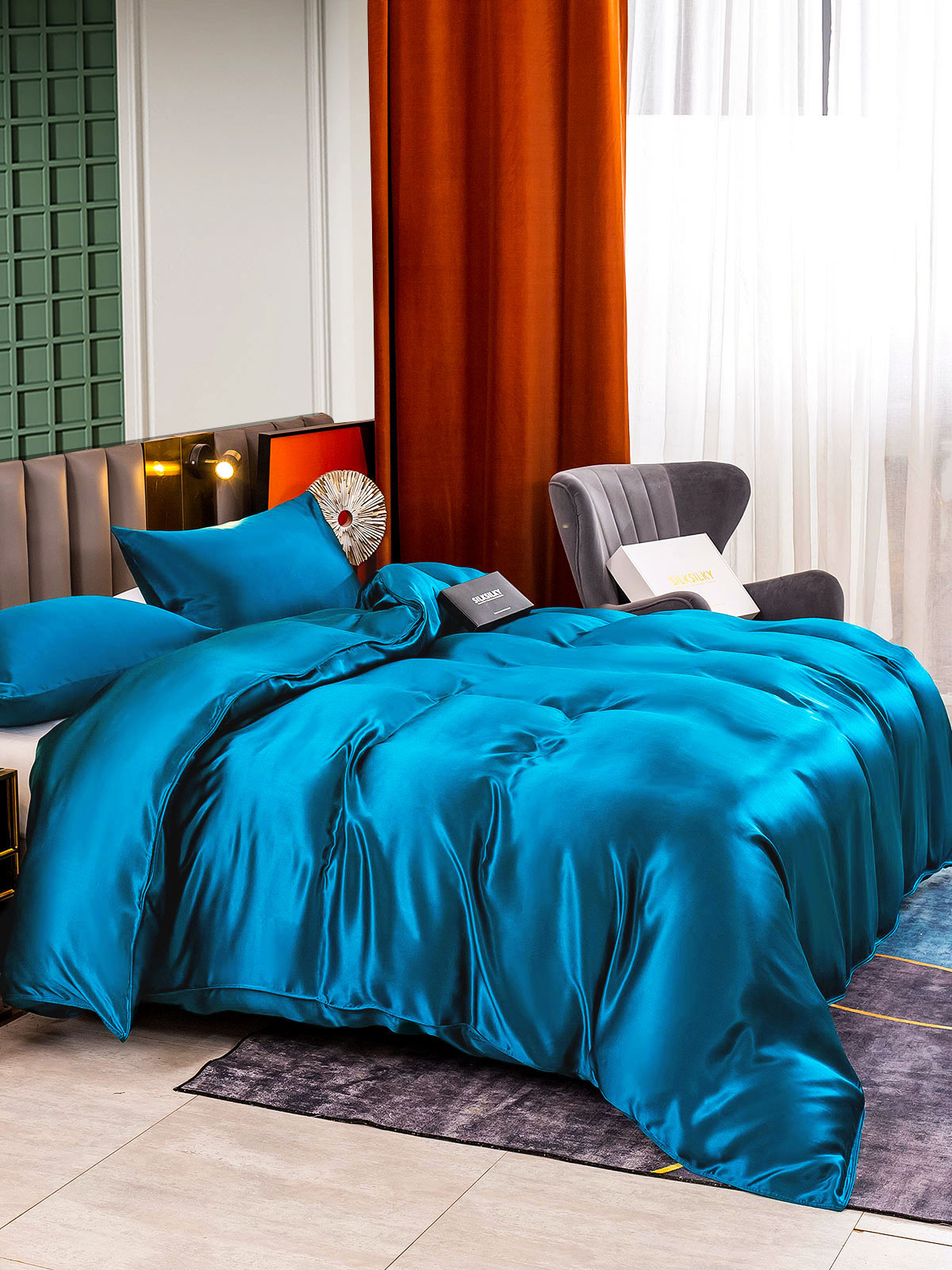 [Bleu Royal] SilkSilky-FR 25Momme Pure Soie Bedding Set 003