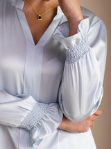 [Bleu Ciel] SilkSilky-FR Long Sleeve Blouse 005