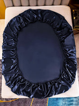 [Bleu Foncé] SilkSilky-FR Parure de Lit Soie 003