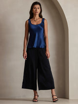 [Bleu Foncé] SilkSilky-FR Sleeveless Top À Fines Brides 001