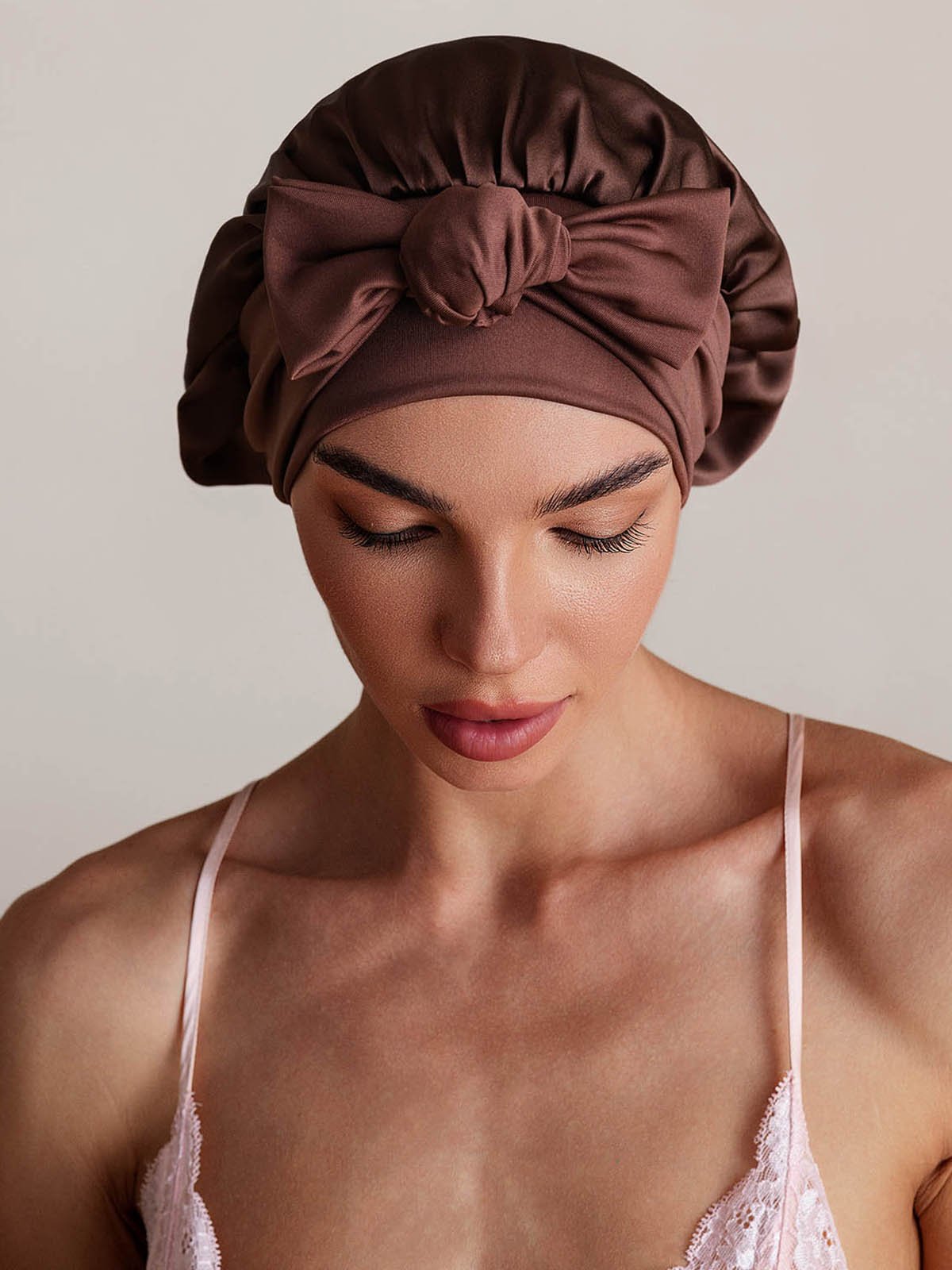SilkSilky-FR Soie Sleep Cap Café 006