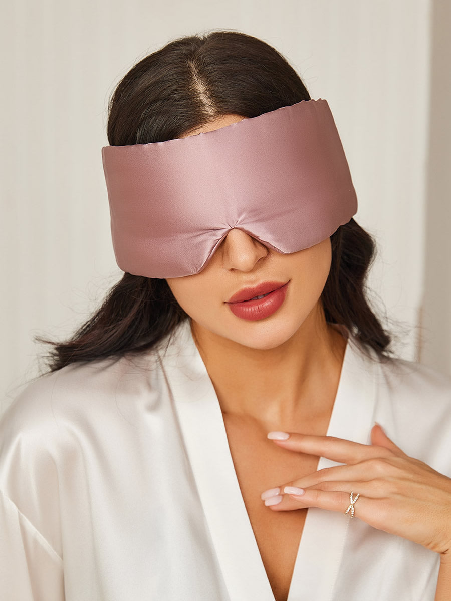 SilkSilky FR 19Momme Pure Soie Eye Mask MauvePâle 001