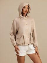 [Tan] SilkSilky-FR Manches longues Col Haut Femme Manteaux 006