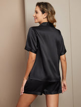 [Noir] SilkSilky-FR Pure Soie Womens Pajamas 002,