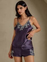[Gris Pourpre] SilkSilky-FR Sleeveless V Neck Ensemble Camisole 003
