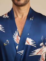 [Bleu Foncé] SilkSilky-FR 19Momme Mens Robe 003