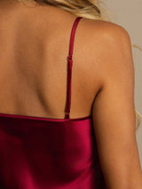 [Rouge Vineux] SilkSilky-FR Spaghetti Strap V Neck Chemises de nuit 004