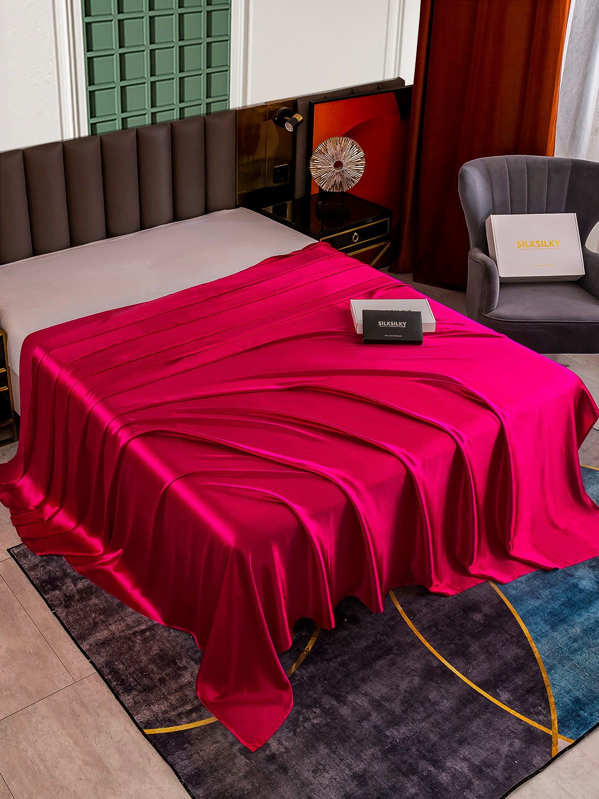 [Rouge Vineux] SilkSilky-FR 25Momme Pure Soie Sheet 001