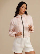 [Rose] SilkSilky-FR 18Momme Manches longues Col Haut Femme Manteaux 004