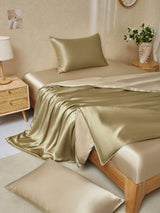 [Beige+Kaki] SilkSilky-FR 19Momme Pure Soie Bedding Set 001