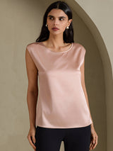 [Toscane] SilkSilky-FR Cap Sleeve Round Neck Femme T-Shirt 001