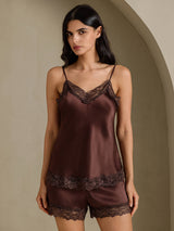[Brun] SilkSilky-FR Sleeveless V Neck Ensemble Camisole 003