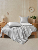 [GrisClair+Blanc] SilkSilky-FR Parure de Lit Soie 002