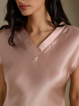 [Toscane] SilkSilky-FR Cap Sleeve V Neck Robes 004