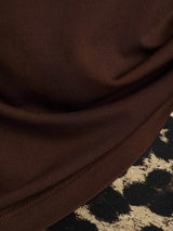 [Café] SilkSilky-FR Short Sleeve V Neck Femme T-Shirt 005