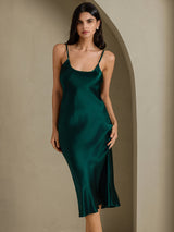 [Vert Foncé] SilkSilky-FR Sleeveless V Neck Chemises de nuit 003