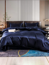 [Bleu Foncé] SilkSilky-FR 22Momme Parure de Lit Soie 001