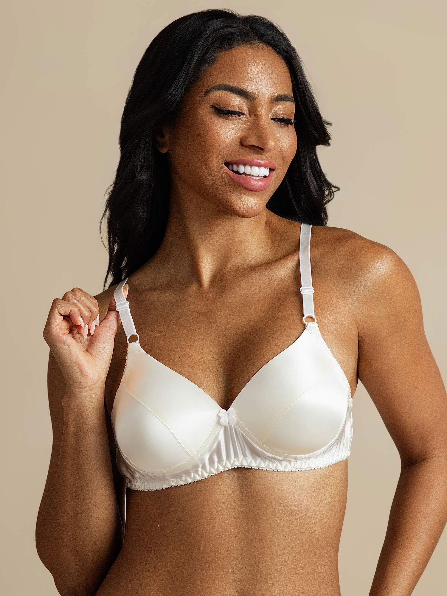 [Blanc] SilkSilky-FR Soie Bra 001,