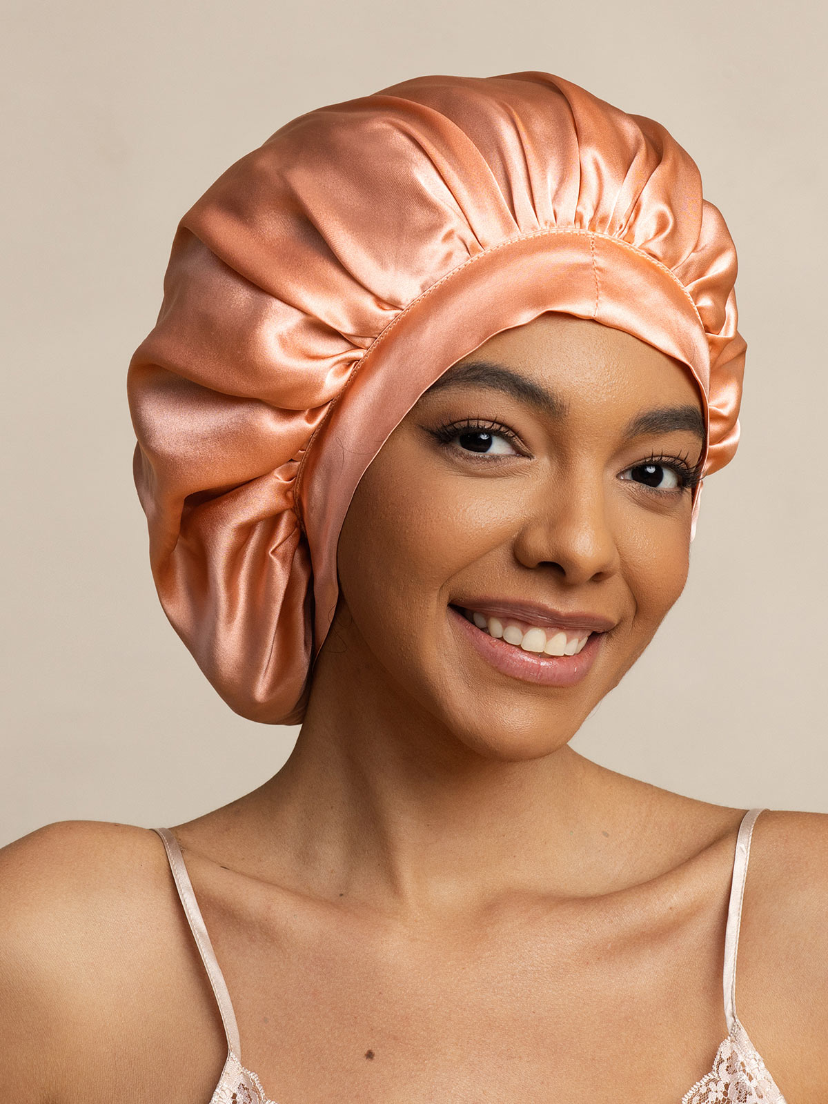 [Rose Corail] SilkSilky-FR Pure Soie Sleep Cap 004