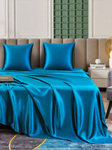 [Bleu Royal] SilkSilky-FR Parure de Lit Soie 005