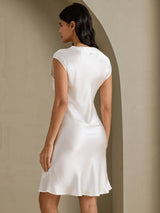 [Blanc] SilkSilky-FR Cap Sleeve V Neck Chemises de nuit 002
