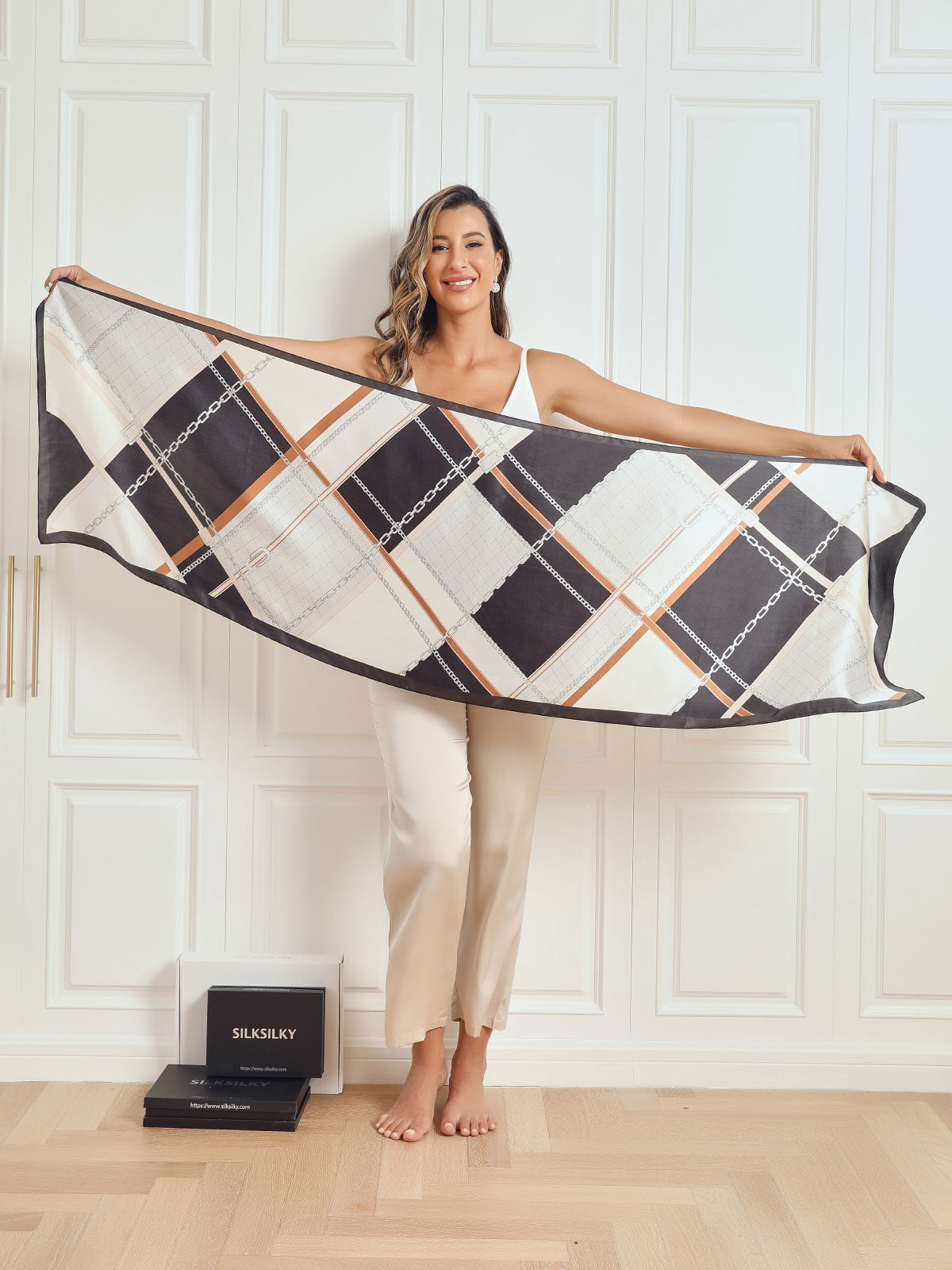 [P021] SilkSilky-FR Pure Soie Scarf 006,