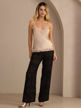 [Champagne] SilkSilky-FR Spaghetti Strap V Neck Top À Fines Brides 006