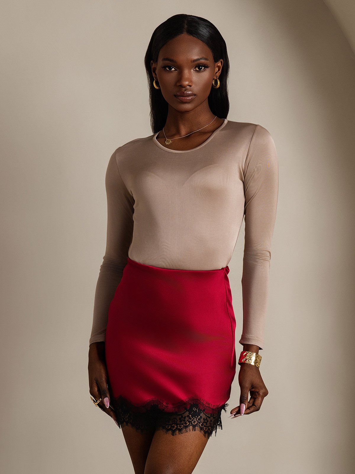 SilkSilky-FR 19Momme Soie Skirt RougeVineux 003