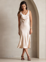 [Champagne] SilkSilky-FR Sans manches Encolure Dégagée Robes 005
