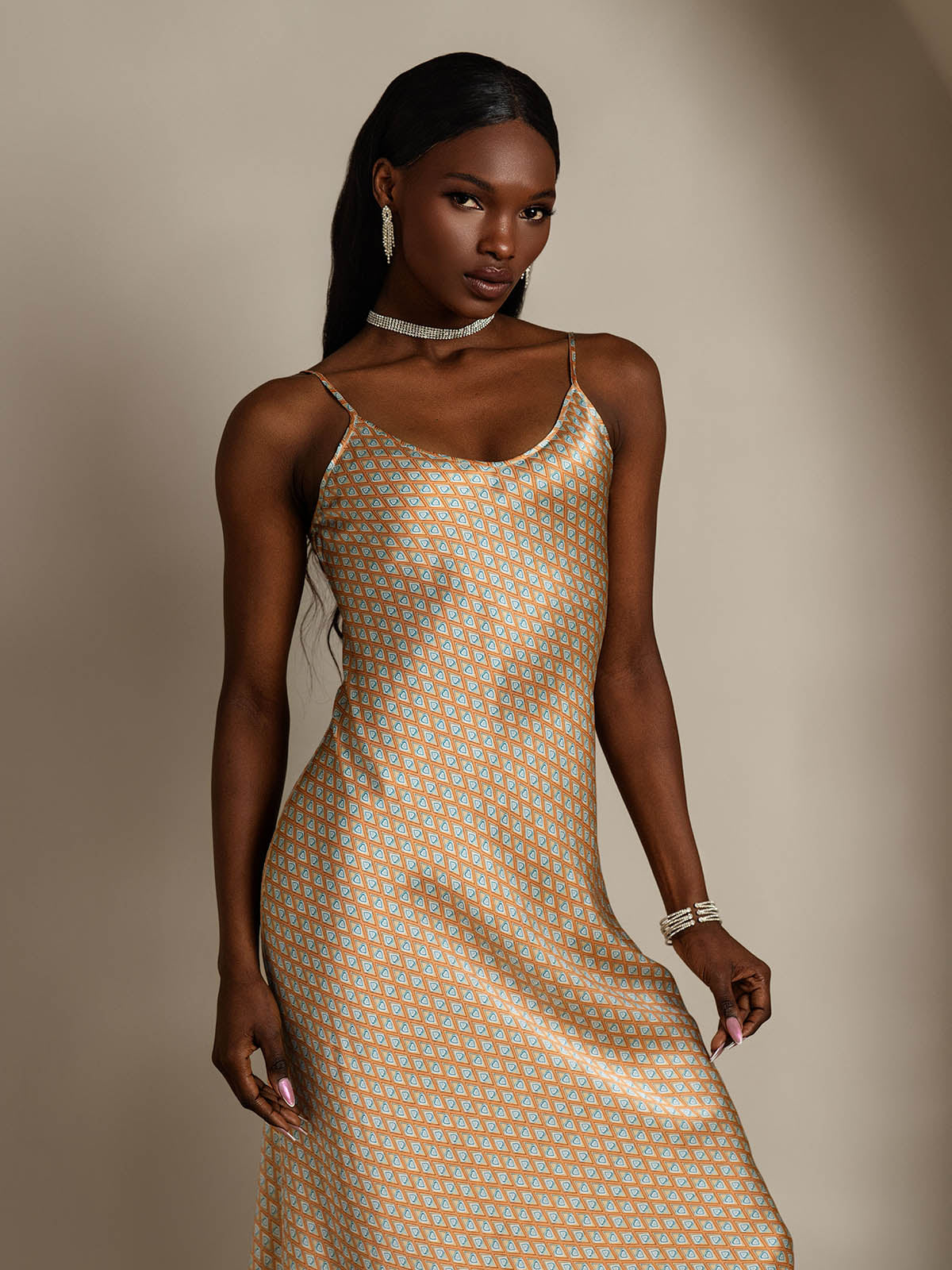 [Floral] SilkSilky-FR Pure Soie Col Bateau Chemises de nuit 007