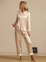[Champagne] SilkSilky-FR Long Sleeve Lapel Collar Femme Pyjamas 007