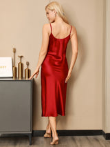 [Rouge Vineux] SilkSilky-FR Sleeveless V Neck Chemises de nuit 002