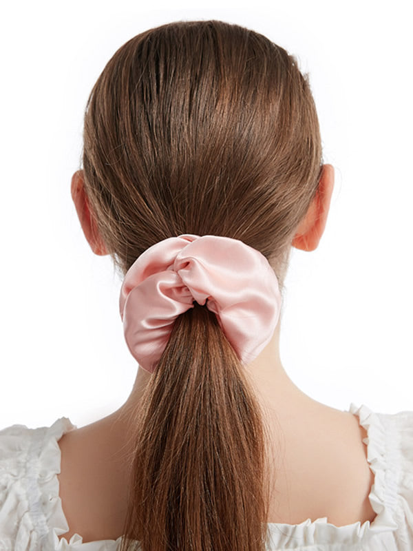 SilkSilky-FR 19Momme Pure Soie Scrunchie RoseClair 003