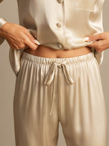 [Champagne] SilkSilky-FR Long Sleeve Lapel Collar Femme Pyjamas 007