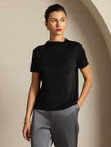 [Noir] SilkSilky-FR Short Sleeve Femme T-Shirt 008