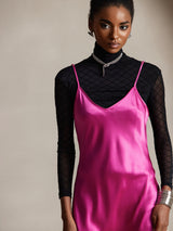 [Rose Rouge] SilkSilky-FR Sleeveless V Neck Robes 003