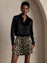 [Noir] SilkSilky-FR Long Sleeve Lapel Collar Femme Chemise 004