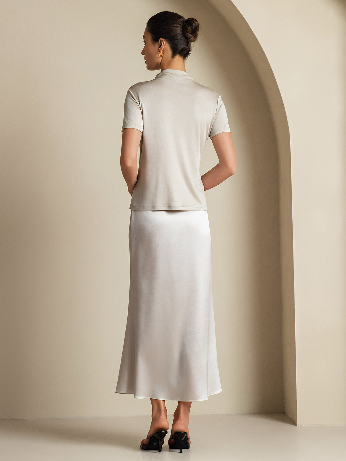 [Gris Clair] SilkSilky-FR 19Momme Soie Skirt 008