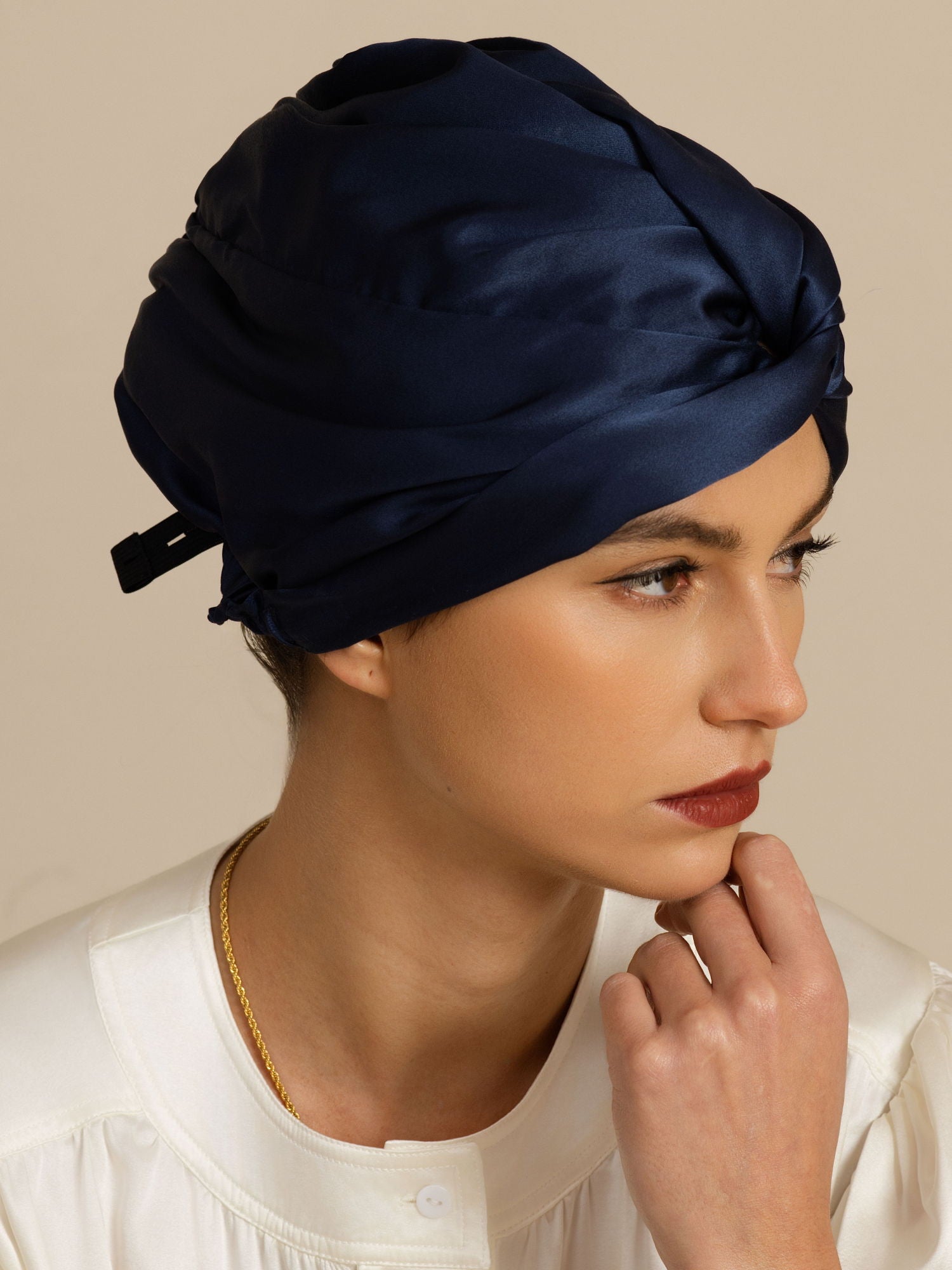 [Bleu Foncé] SilkSilky-FR 22Momme Bonnets de Nuit 004