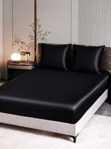 [Noir] SilkSilky-FR Parure de Lit Soie 002