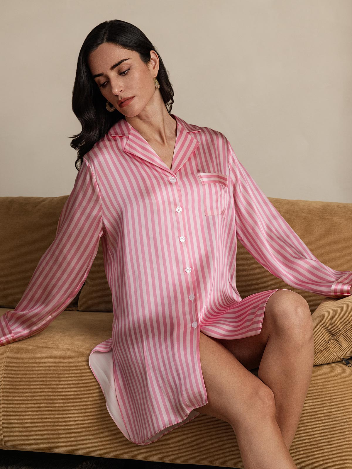 [Rose] SilkSilky-FR Pure Soie Nightshirt 008