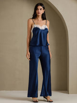 [Bleu Foncé] SilkSilky-FR Femme Pantalons 005