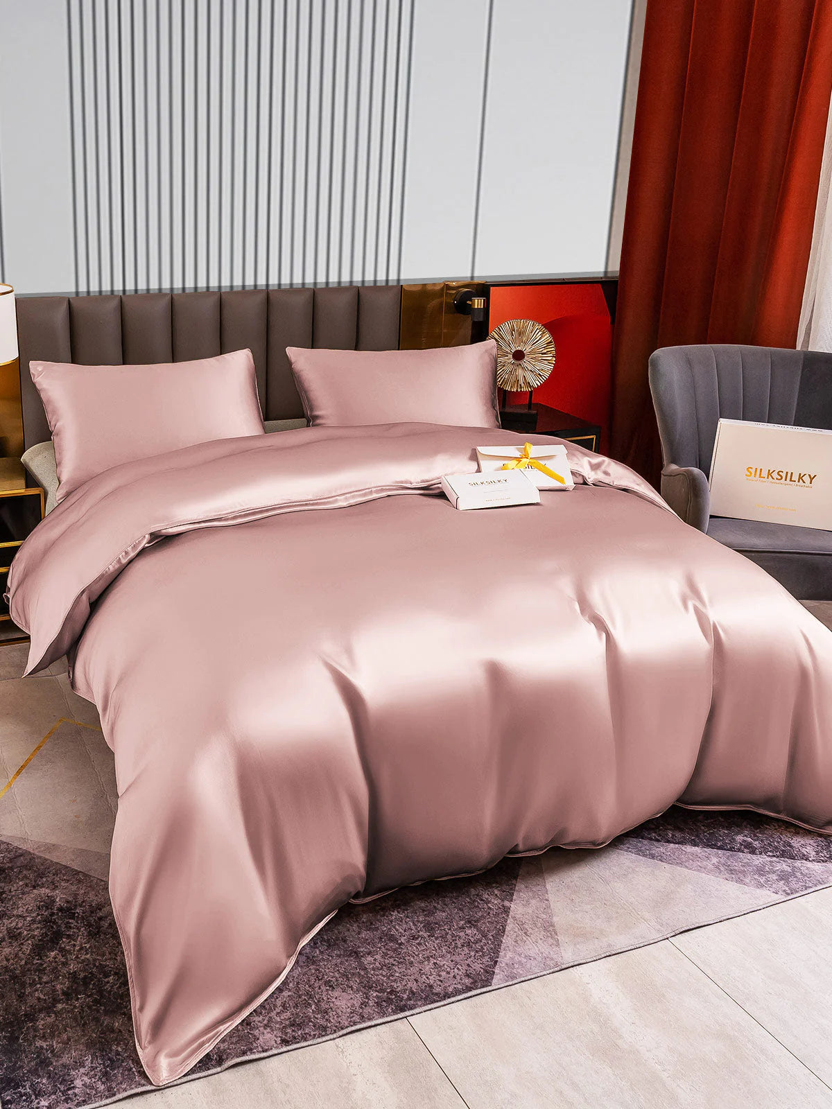 [Mauve Pâle] SilkSilky-FR 22Momme Pure Soie Bedding Set 003