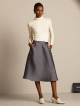 [Gris] SilkSilky-FR 32Momme Soie Skirt 005