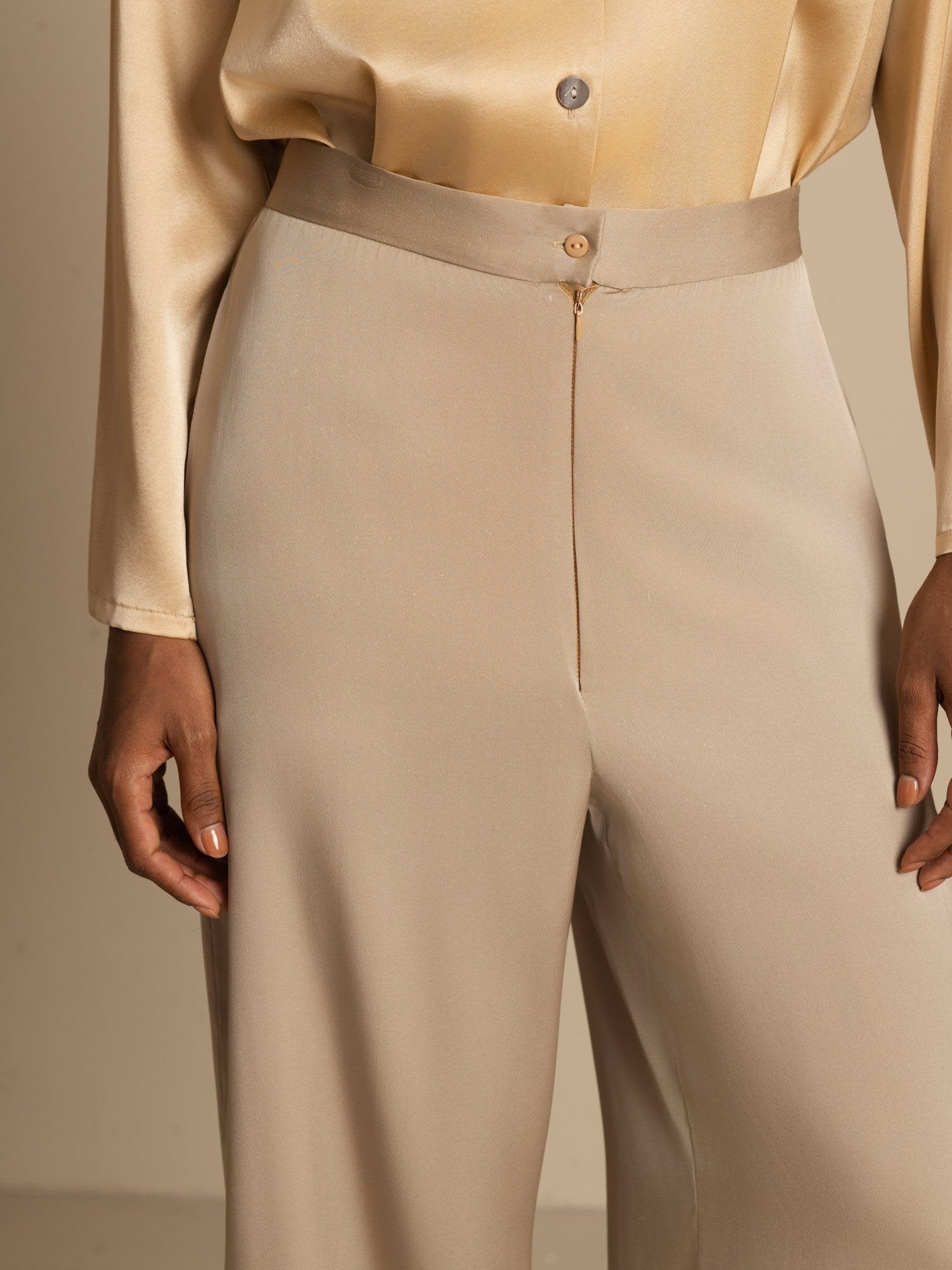 [Tan] SilkSilky-FR 19Momme Soie Womens Pants 004