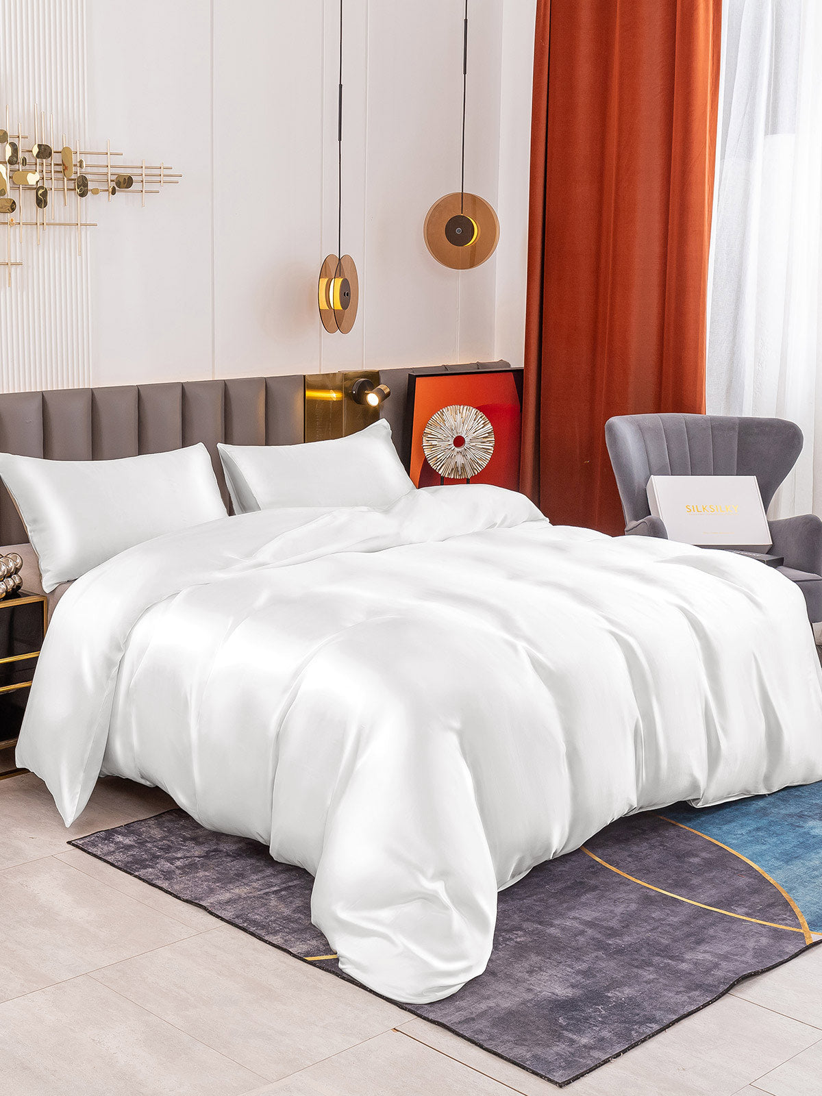 [Blanc] SilkSilky-FR 19Momme Pure Soie Bedding Set 001